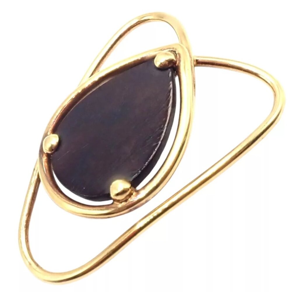 Vintage! Authentic Van Cleef & Arpels 18k Yellow Gold LetterWood Money Clip